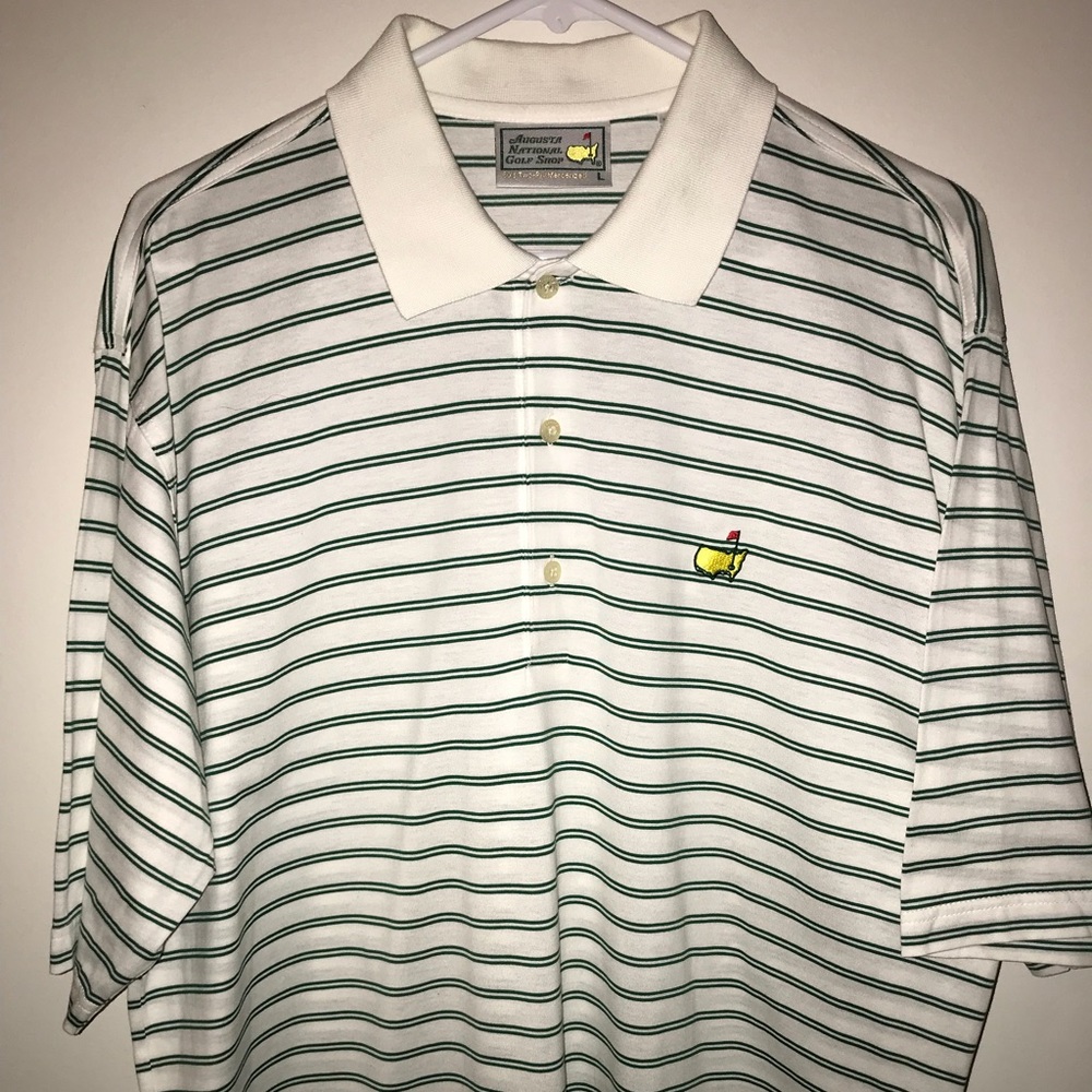 Masters Green Striped Golf Polo